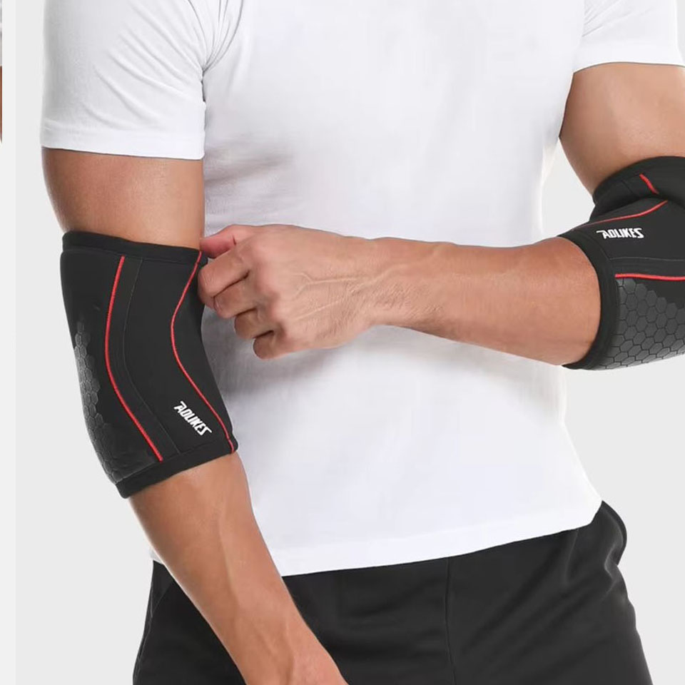 AOLIKES Elleboogmouwen (paar), ondersteuning voor gewichtheffen, powerlifting, squat, basketbal en tennis, 7 mm neopreen compressiebrace