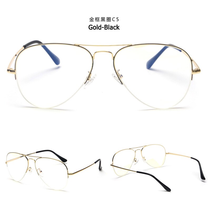 Jackjad vintage puolikehyksiset ilmailulasit metalliset 6589- tyyliset tavalliset silmälasit merkkikehykset silmälasit oculos de grau: C5