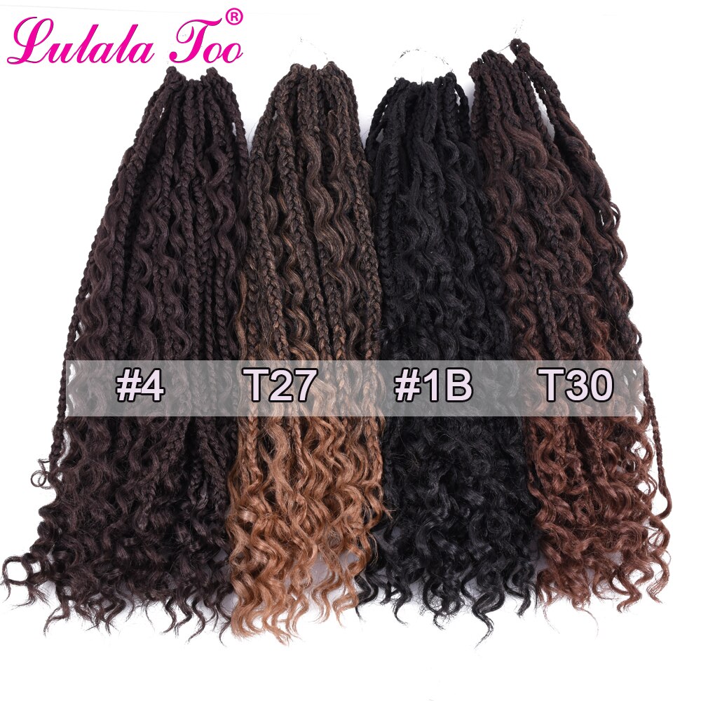 Messy Goddess Box Braids Hair Crochet Braid Hair With Curls End Synthetic Ombre  Braiding Hair Extensions 22inch 24Strands