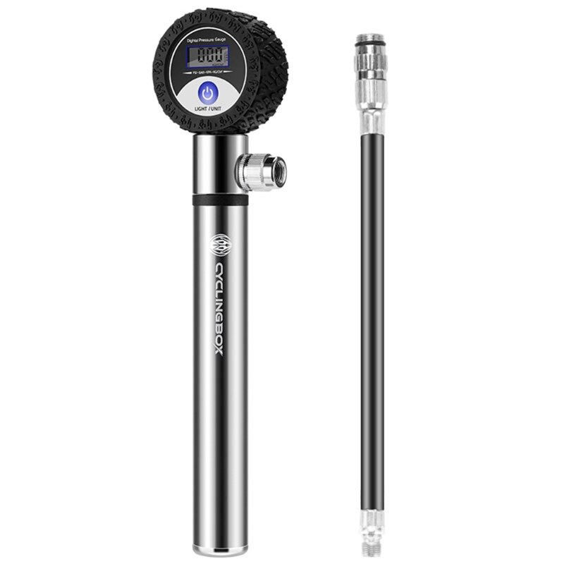Sykkel mini pumpe med trykkmåler lcd digital skjerm 120 psi slange ultralett mtb sykkel dekk inflator: S