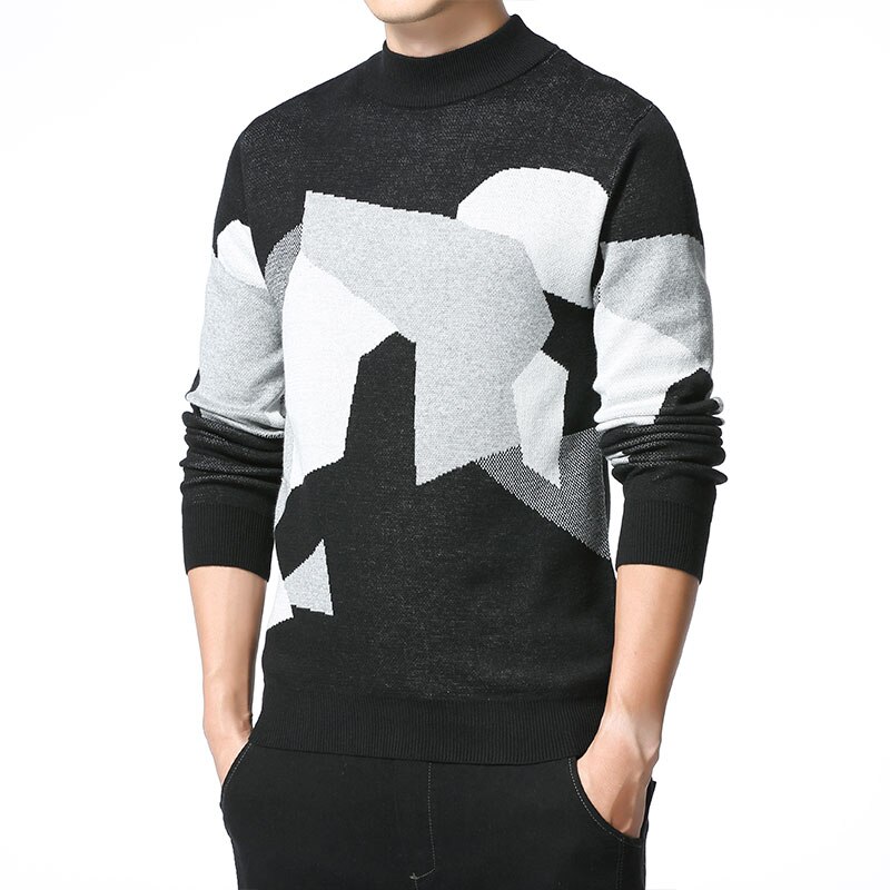Herfst winter merk gebreide wollen grafische halve coltrui coole truien heren casual herenkleding