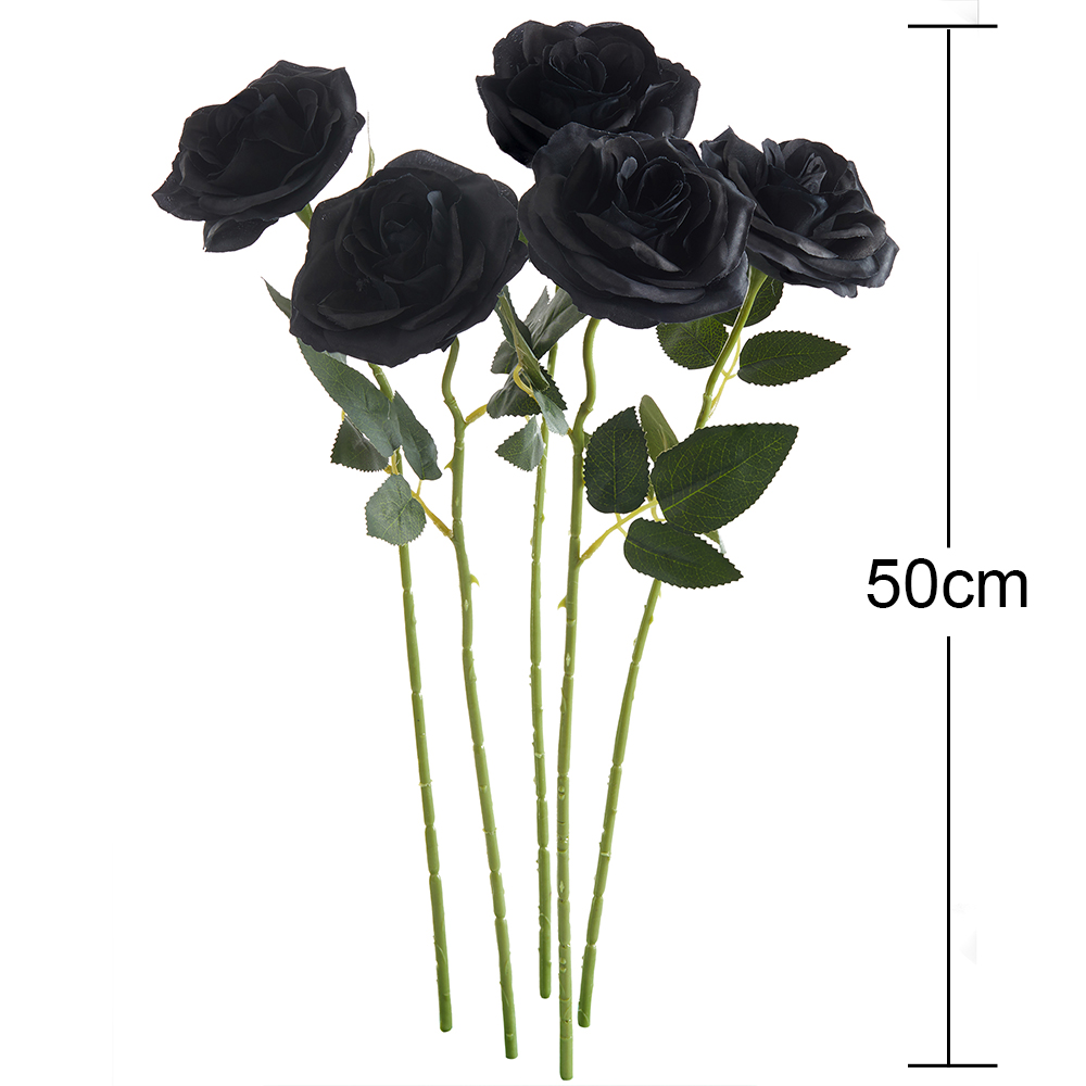 Black Silk Rose Gothic Artificial Flowers Bride Wedding Hand Holding Bouquet for Party Wedding Home Garden DIY Halloween Decor: Beige