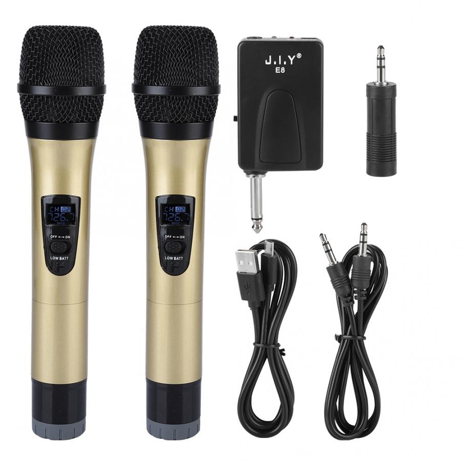 Microfoon 1 Te 2 Universele Vhf Draadloze Handheld Microfoon Met Ontvanger Voor Karaoke/Business Meeting Studio Microfoon: Golden