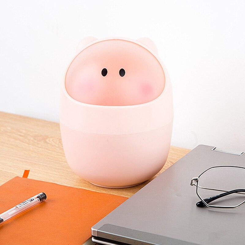 2 Pcs Mini Waste Bin Desktop Garbage Basket Cleaning Barrel Small Desk Organizer Storage Dustbins Animal Trash Can Pape