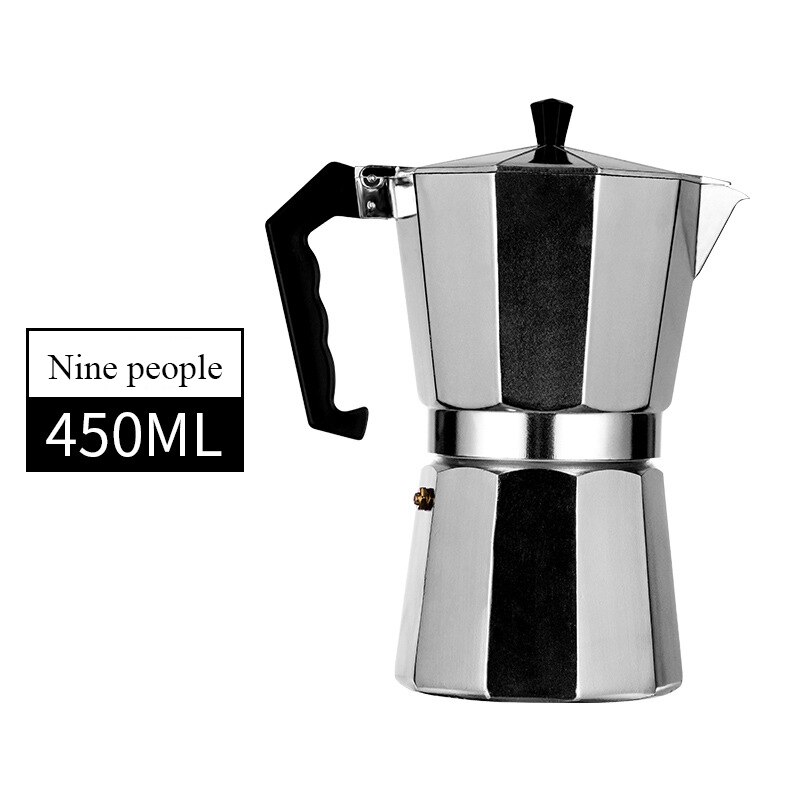 50-600Ml Aluminium Mokka Koffie Pot Snelle Kookplaat Koffie Brouwer Klassieke Achthoekige Vorm Keuken Accessoires Koffie Gebruiksvoorwerpen: 450ml