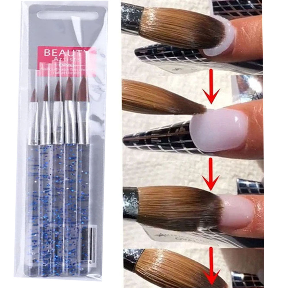 1 cepillo de uñas degradado suave, pintura de dibujo negro plateado, cepillo ombré de pelo de nailon, cepillo de uñas de Gel UV degradado DIY: violet