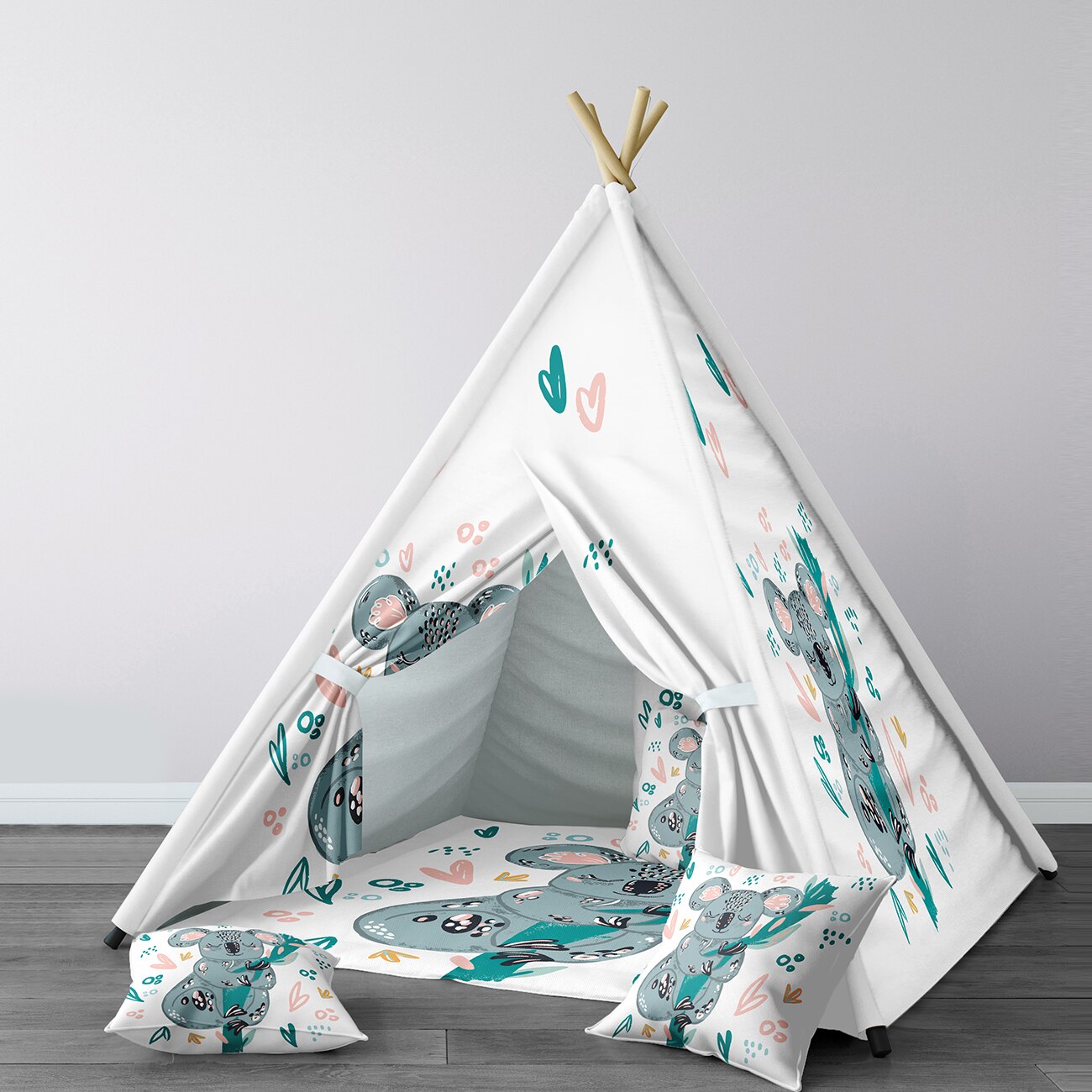 Spielzelt für kinder, wigwam, tragbares indoor-spielzelt für kinderzimmer, weißes koala-liebesmodell 178