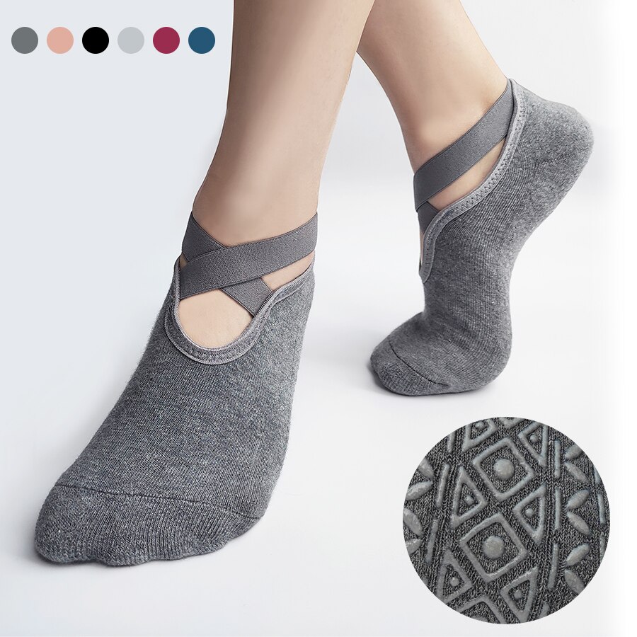 Fitness Nicht-Unterhose Griffe &Ampere; Riemen Yoga Socken Bandage Baumwolle Pilates Socken Reine Stange Ballett tanzen Atmungsaktive trainieren Fitnessstudio für Frauen