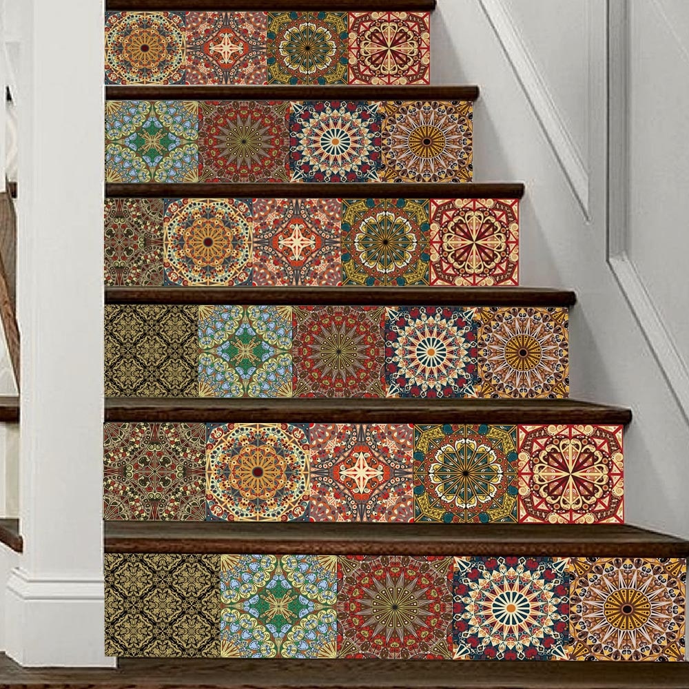 DIY Schritte Aufkleber entfernbar Treppe Aufkleber Heimat Dekor Keramik Fliesen Muster Landschaft Heimat Dekoration 18*100cm