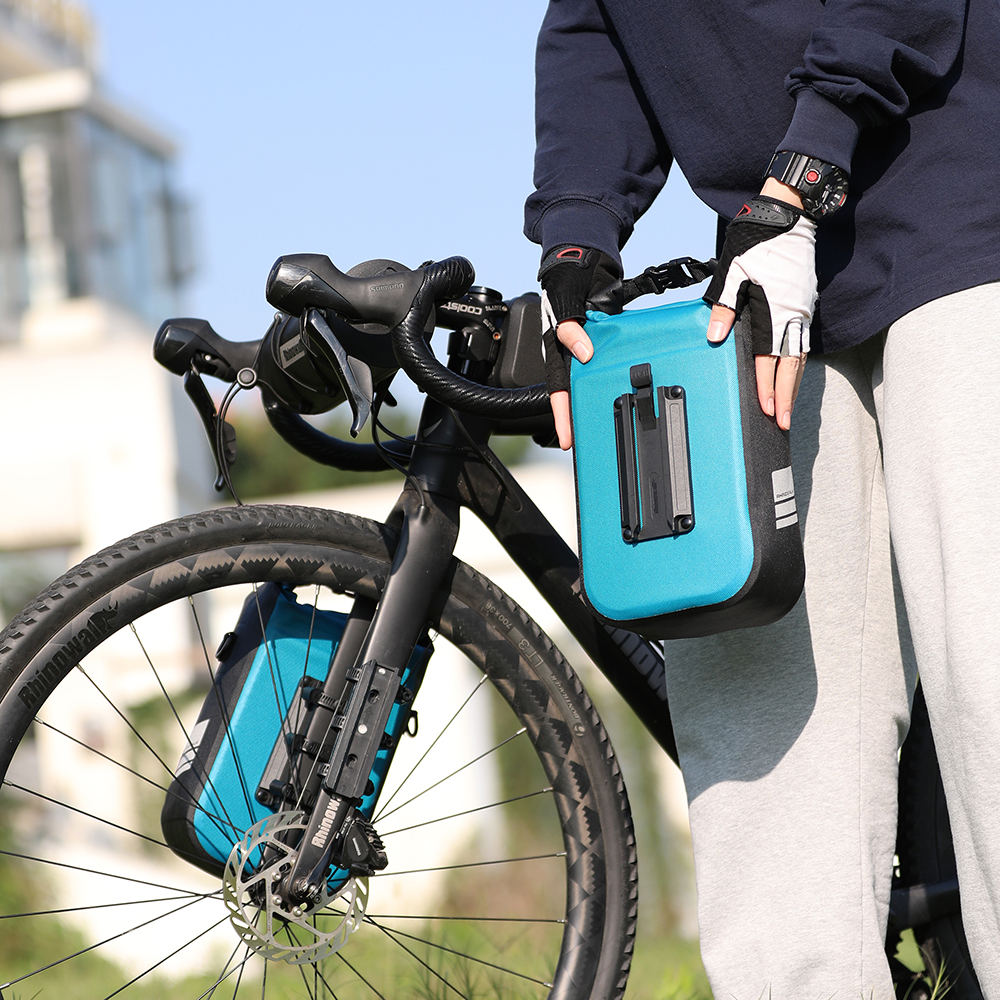 Rhinowalk bolsa para garfo dianteiro de bicicleta, à prova d'água, 4l-6l, liberação rápida, para mtb, bicicleta de estrada, scooter, ciclismo, bolsa de ombro, armazenamento
