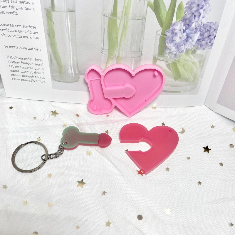 D0LC DIY Love Brother Combination Mold Mirror Silicone Mold Keychain Pendant Jewelry Crafting Mould for Valentine&#39;s Day