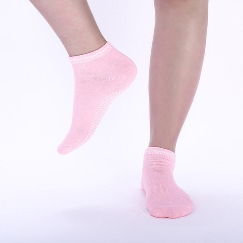 1 par sport skridsikre yoga sokker silikone gym pilates ballet fitness sports sokker bomuld åndbar elasticitet kvinders sokker: Lyserød