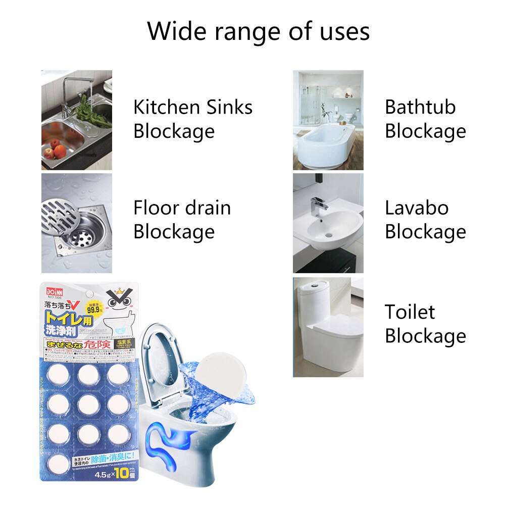 10 pieces of automatic bleach toilet tank cleaner blue pill rinse agent, safe, environmentally-friendly and easy to operate