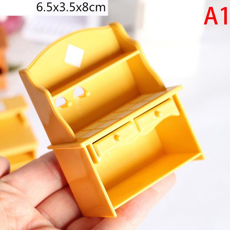 1/12 dukkehus mini plastmøbler model køkken spisestue møbler gult dukkehus dekoration miniature køkken tilbehør: A1