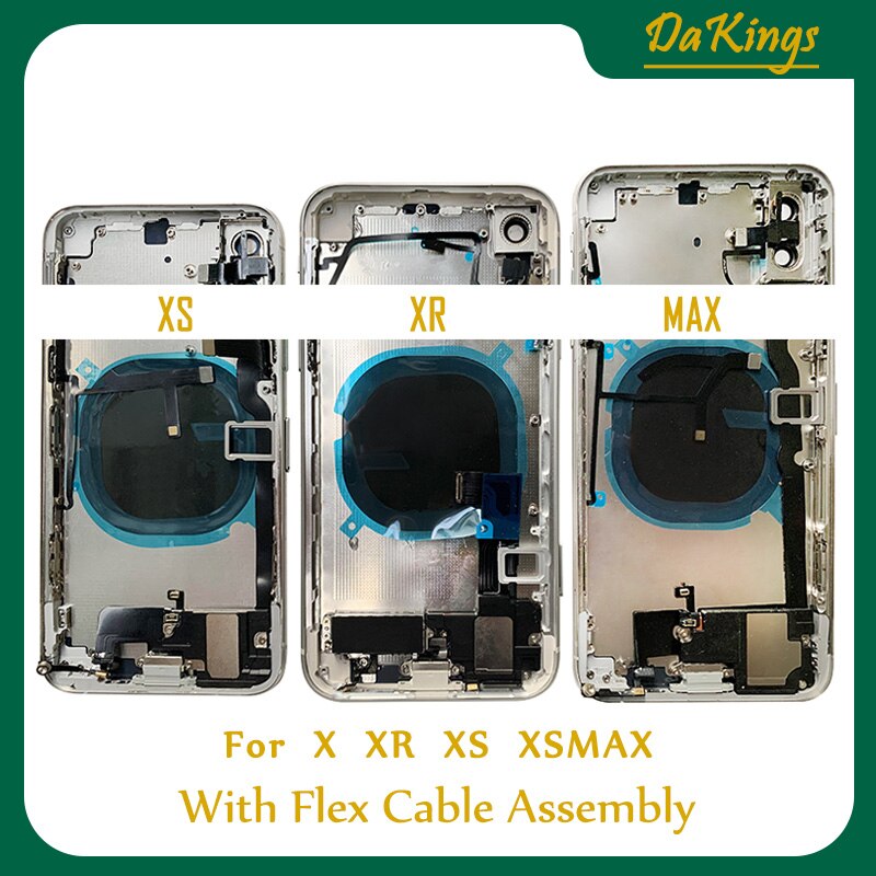 X Voor Iphone X Xs Xr Xsmax Max Volledige Terug Behuizing Rear Batterij Cover Deur Midden Frame Chassis + Glas met Flex Kabel Assemblage