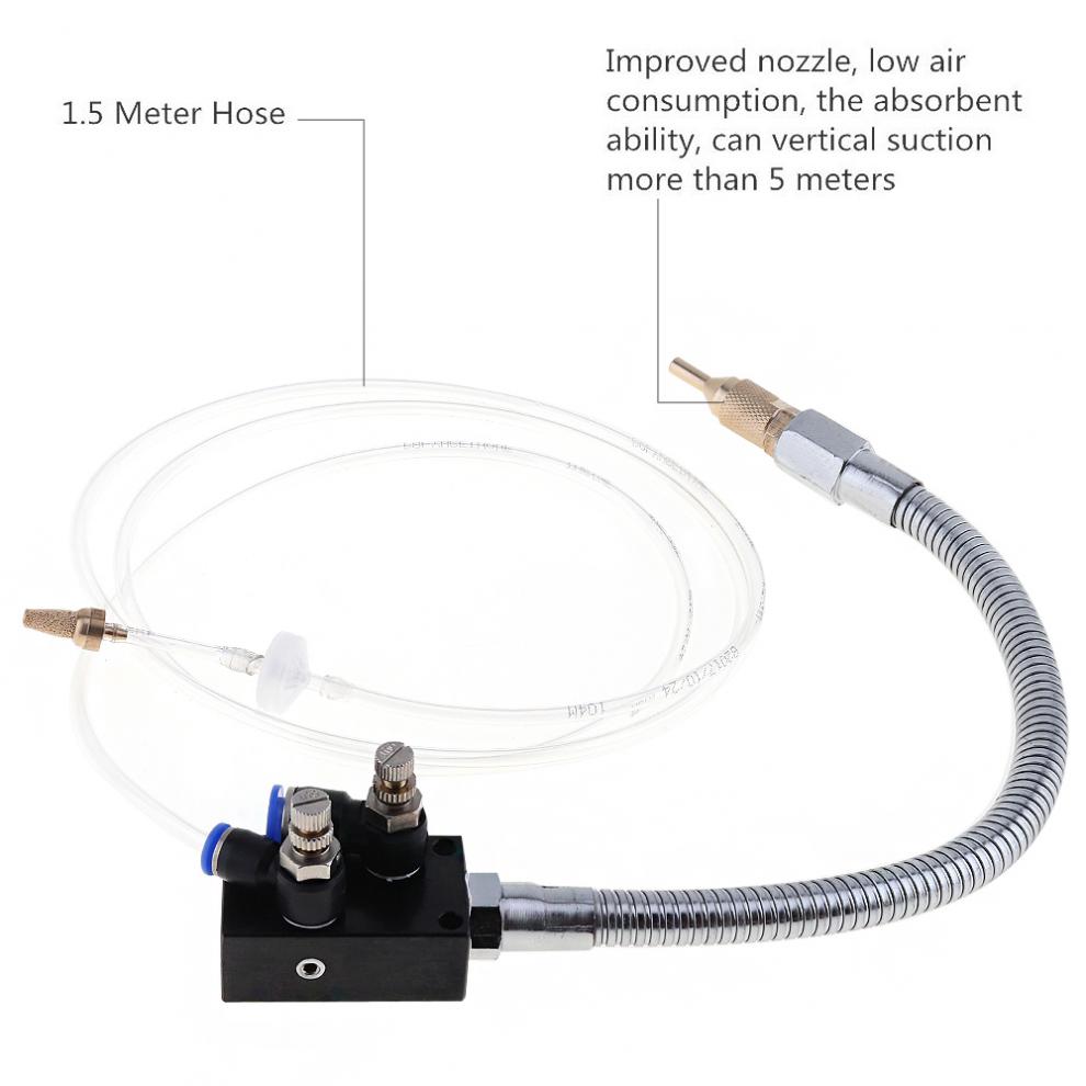 1set Precision Mist Coolant Lubrication Spray System with Check Valve and Stainless Steel Flexible Pipe