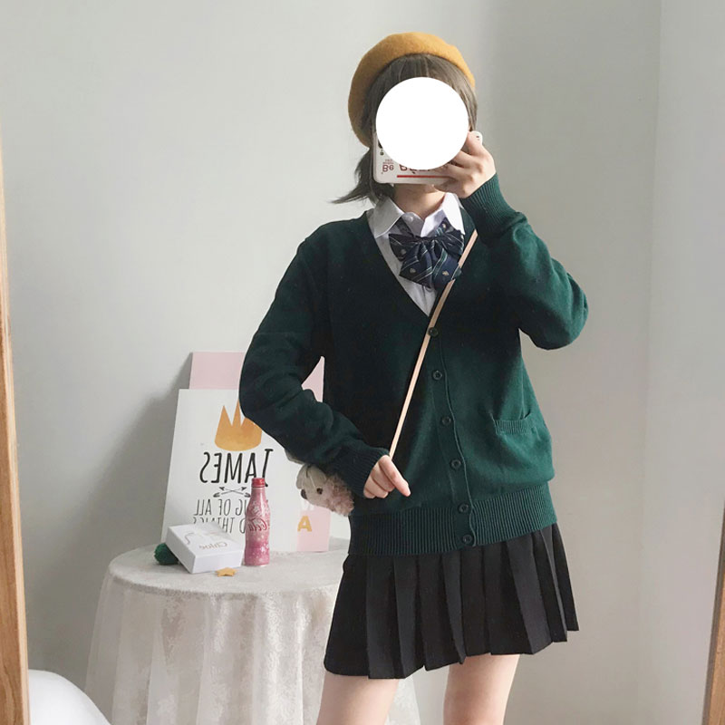 College Stijl Student Vest Zoete Jk Uniform Lolita Trui Koreaanse V-hals Trui Losse Uitloper Japanse School Uniform