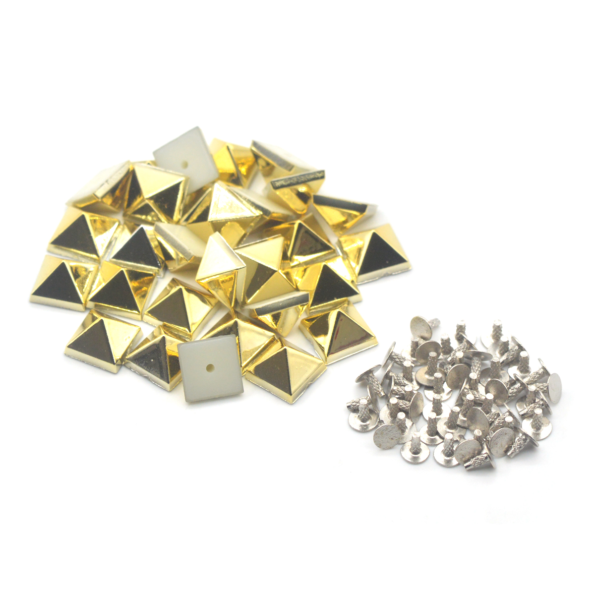 KALASO 50 juegos de 10mm plateado chapado en oro ABS pirámide cuadrado Punk tachuelas remaches picos para zapatos bolsa decoración de ropa artesanía Diy: Cobre envejecido