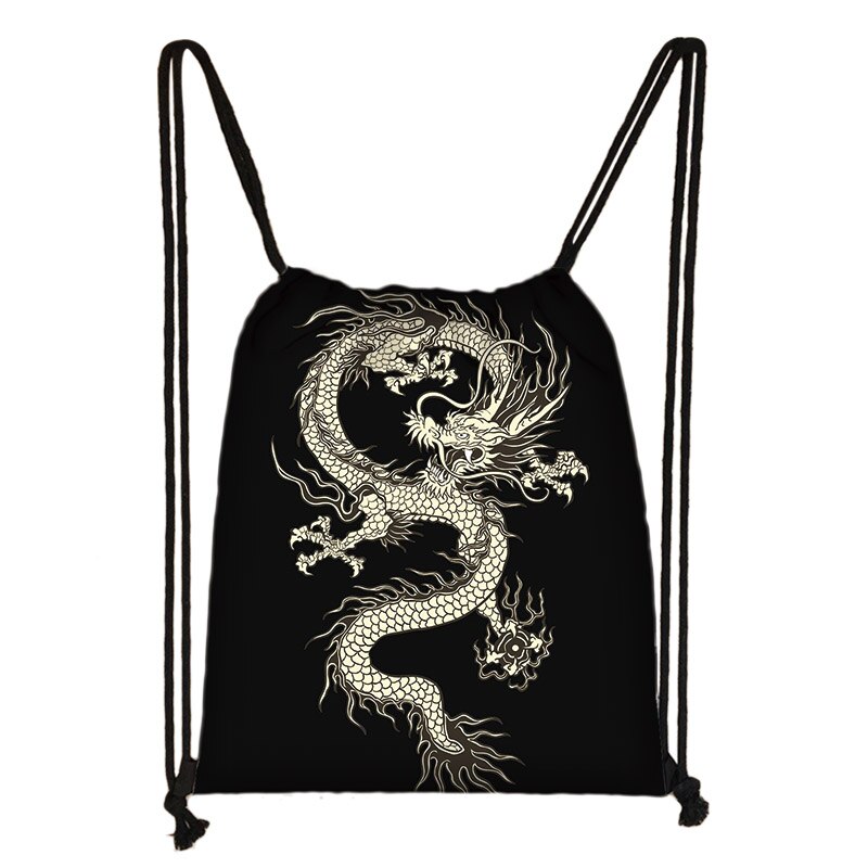 Gothic Asian Dragon Rucksack Frauen Harajuku Stil Kordelzug Taschen Punk Mädchen Rucksack Punk Schulter Tasche für Reise Bookbag: SKDLONG53cwc