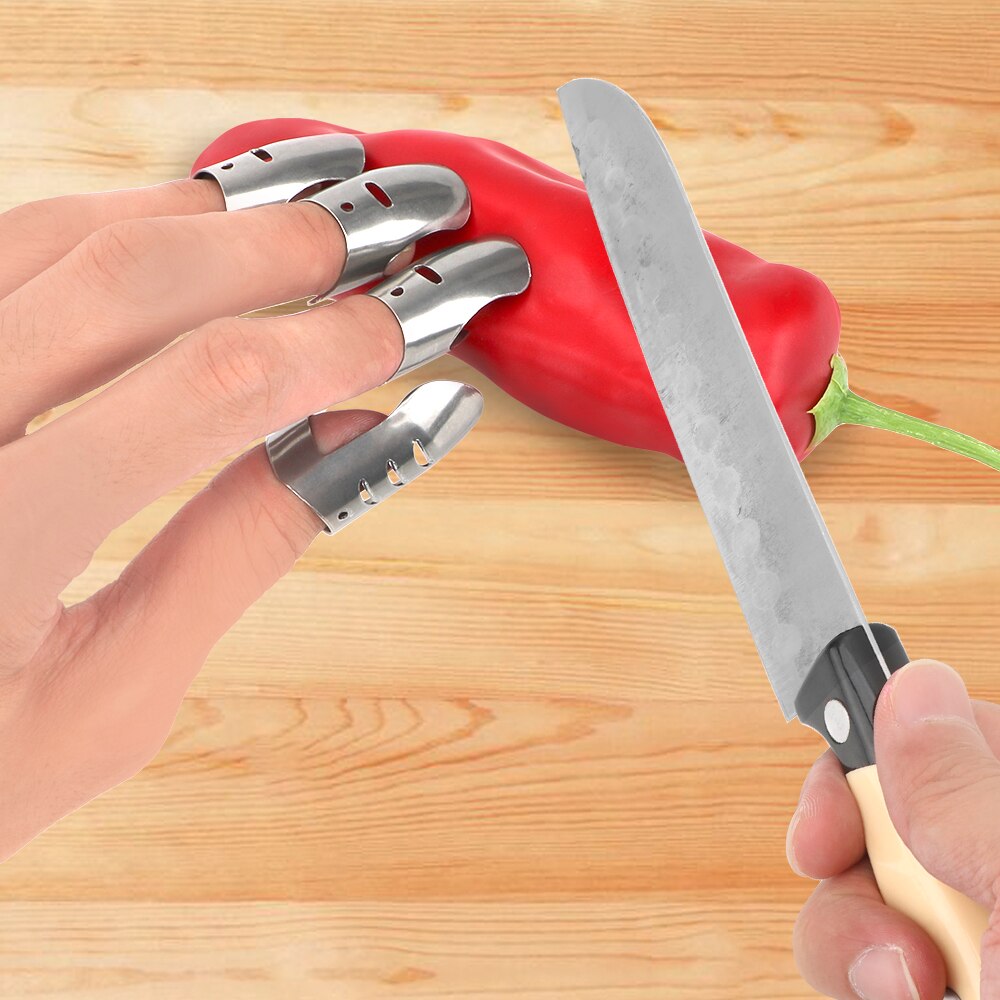 4pcs/set Finger Protector For Using Knife Finger Guard Stainless Steel Kitchen Accessories Cooking Cutting Tools