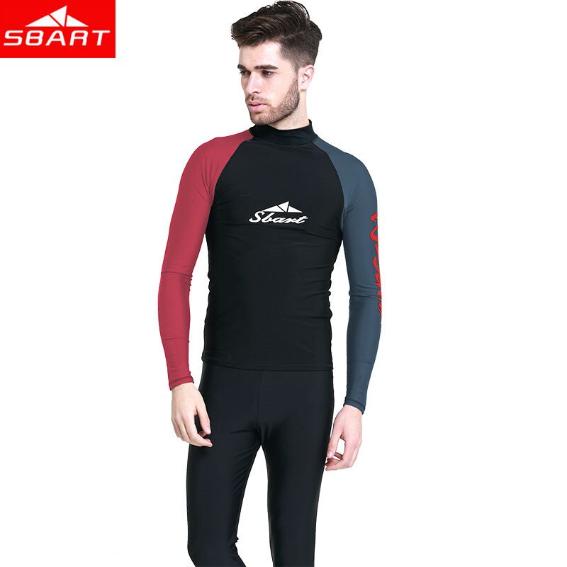 SBART Long Sleeve Rashguards Swim Shirts Men Summer Anti UV Quick Dry Surf Rash Guards Shirt UPF 50+ Scuba Diving Suits T-Shirts