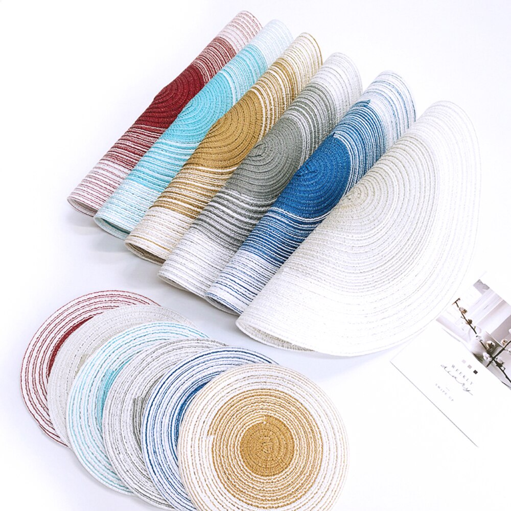 Napperon rond tissé antidérapant 18-38cm, sous-verre isolant, rembourré, tasse, tapis de Table, décoration de maison, serviette, accessoires de cuisine