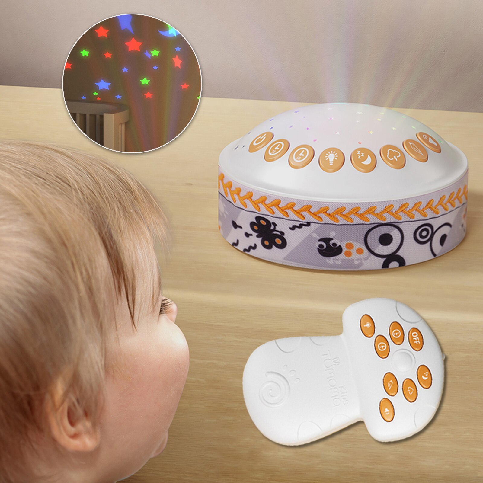 Baby-Musical Spielzeug und Stern Projektor Lampe Weiß Lärm Klang Maschine Baby schlaf Monitor mit Fernbedienung für Baby Kleinkind