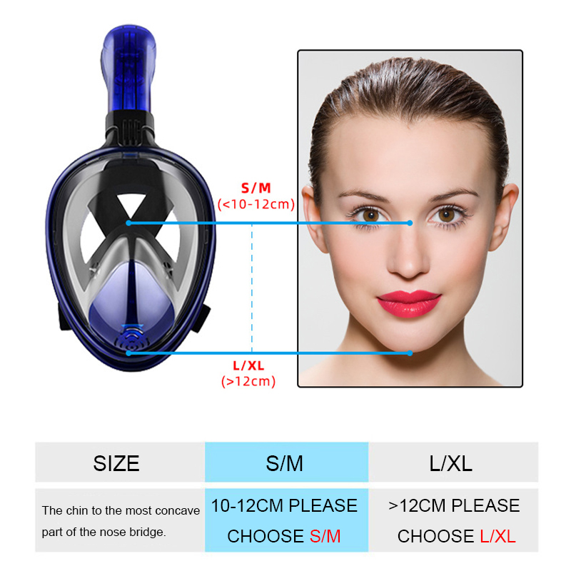 Adult Snorkeling Full Face Swimming Mask Breathing Tube Full Dry Diving Masks Scuba Swim Goggles Diving Equipment