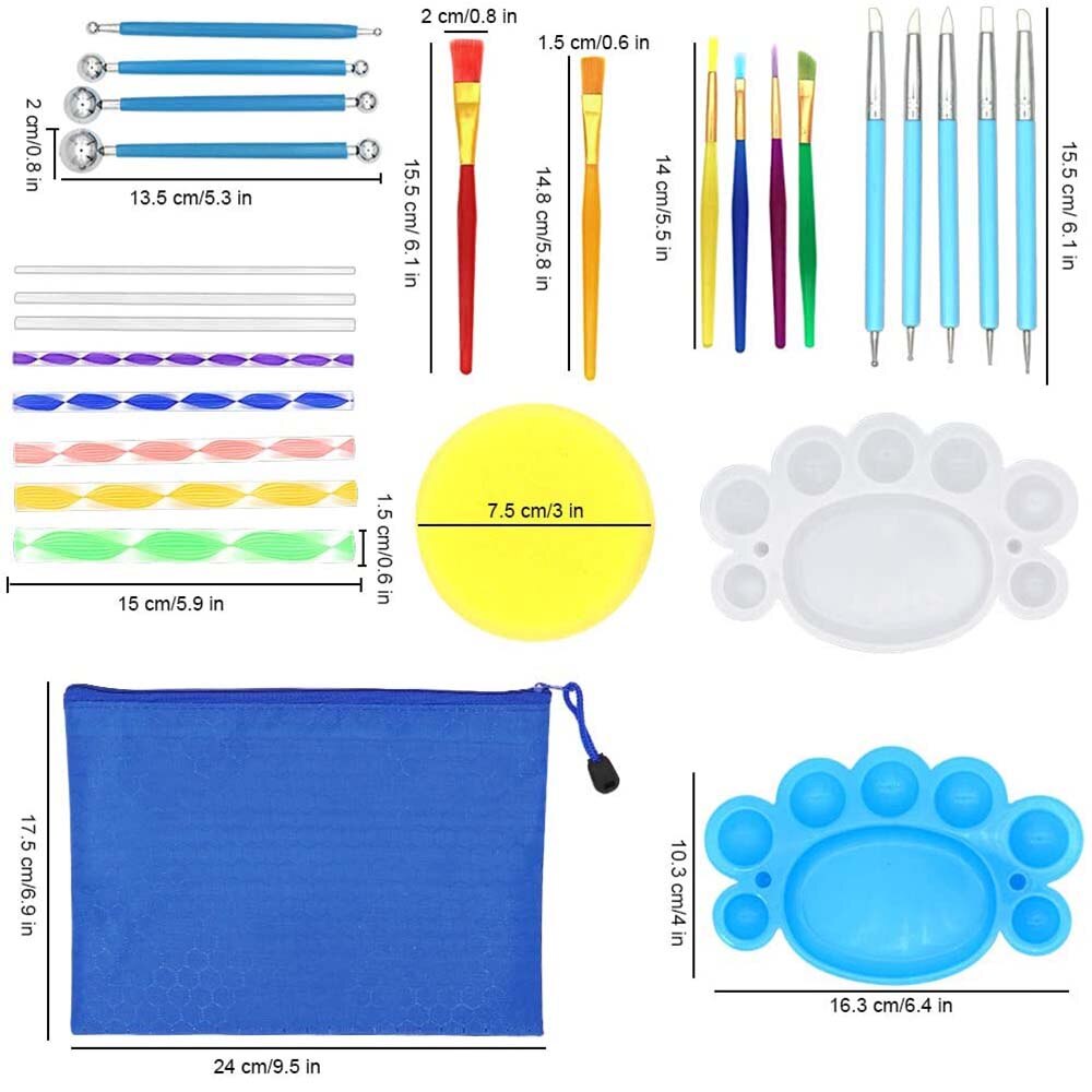 Ensemble d'outils de pointillage Mandala, 19 pièces, pochoirs à bille