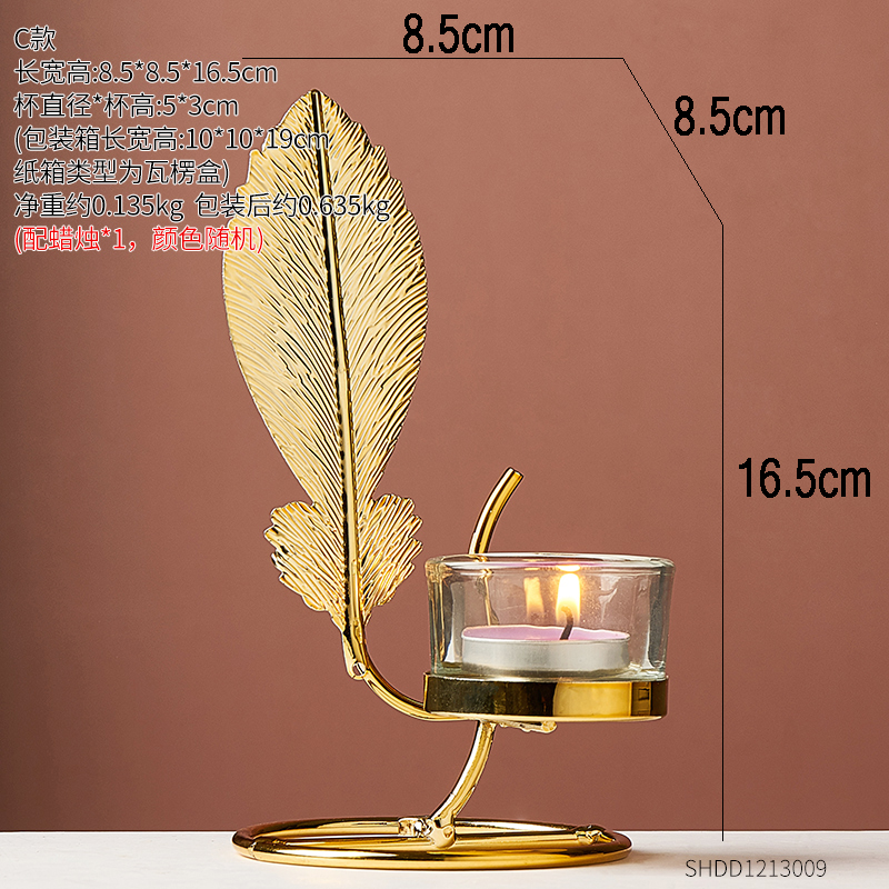 Portavelas de aleación de cobre de imitación decoraciones bodas fiestas candelabro planta de Metal dorado hojas candelabros MESA CENTRO DE MESA: Candle Holders-C