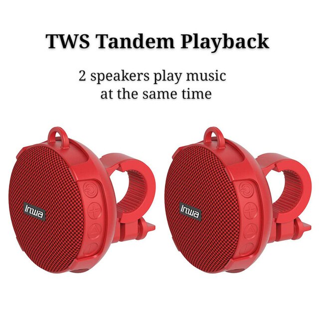 Portable Bikes TWS Bluetooth Speaker Bicycle Column Waterproof Shower Speaker Acoustics Sound Boombox Soundbar Woofer Hands Free: TWS double Red