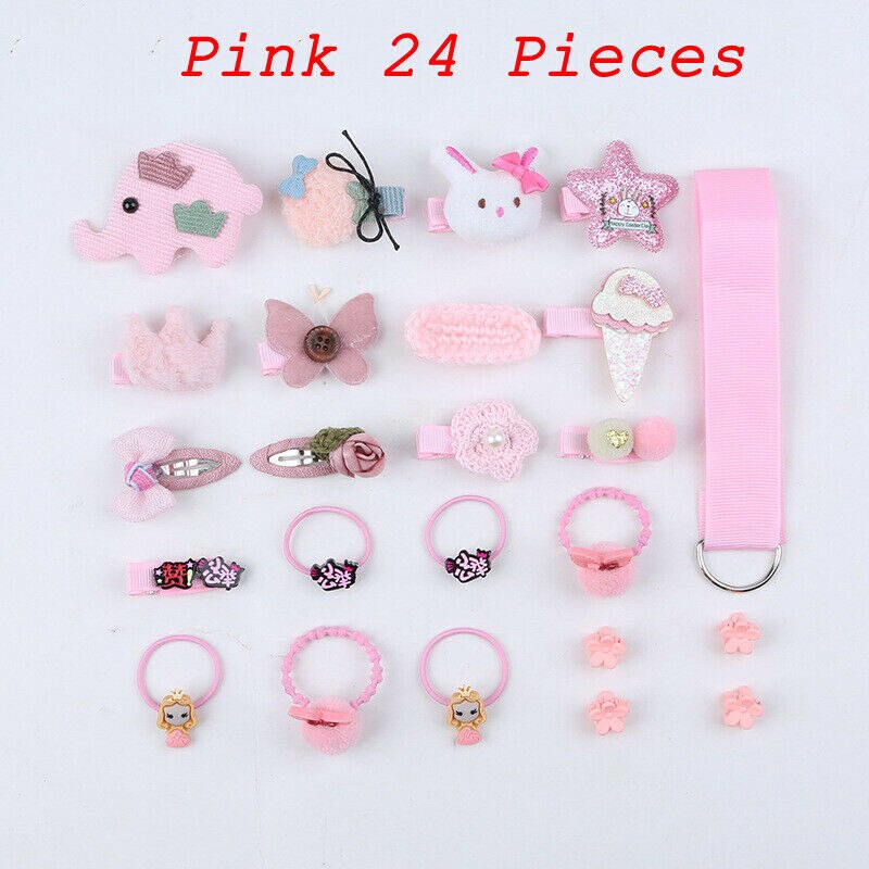 Baby Accessories Kids Girls Hair set Hair Clips Barrette Hairpin 24-piece Set Hair Accessory Box Bowknot: 1