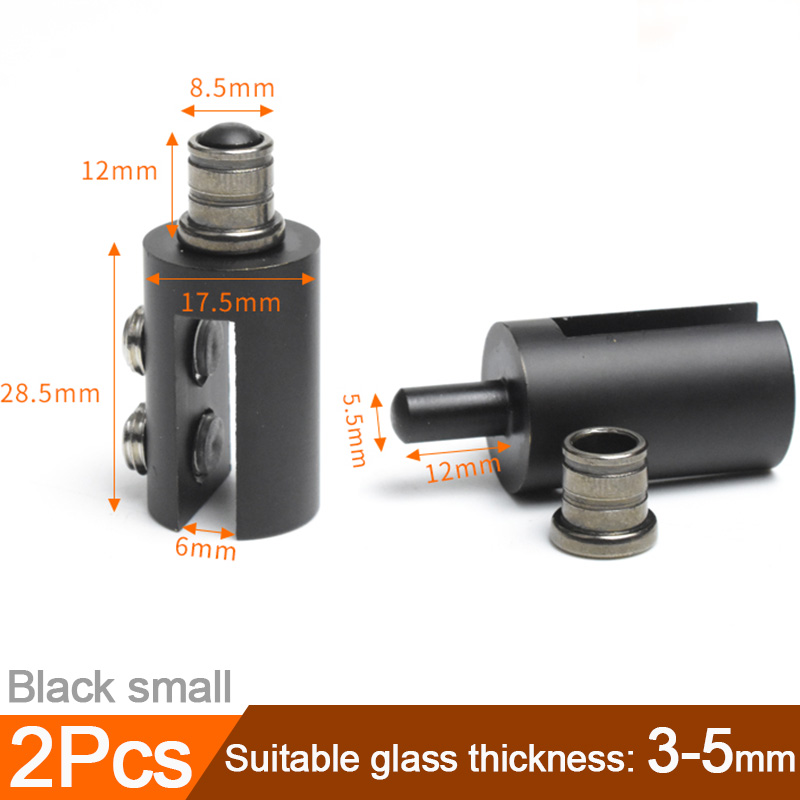 Aktive Glastürscharniere für Duschtür, um 90 Grad drehbar, Messing-Glas-Duschzubehör, Bildschirmklemmen, obere und untere Welle: Black