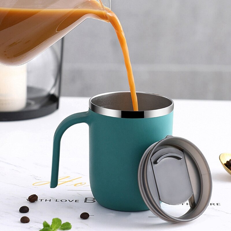 Stainless Steel Coffee Mug Metal Drinking Mugs Double Wall Beer Cup Hermal Water Wine Cups With Lid For Office Home