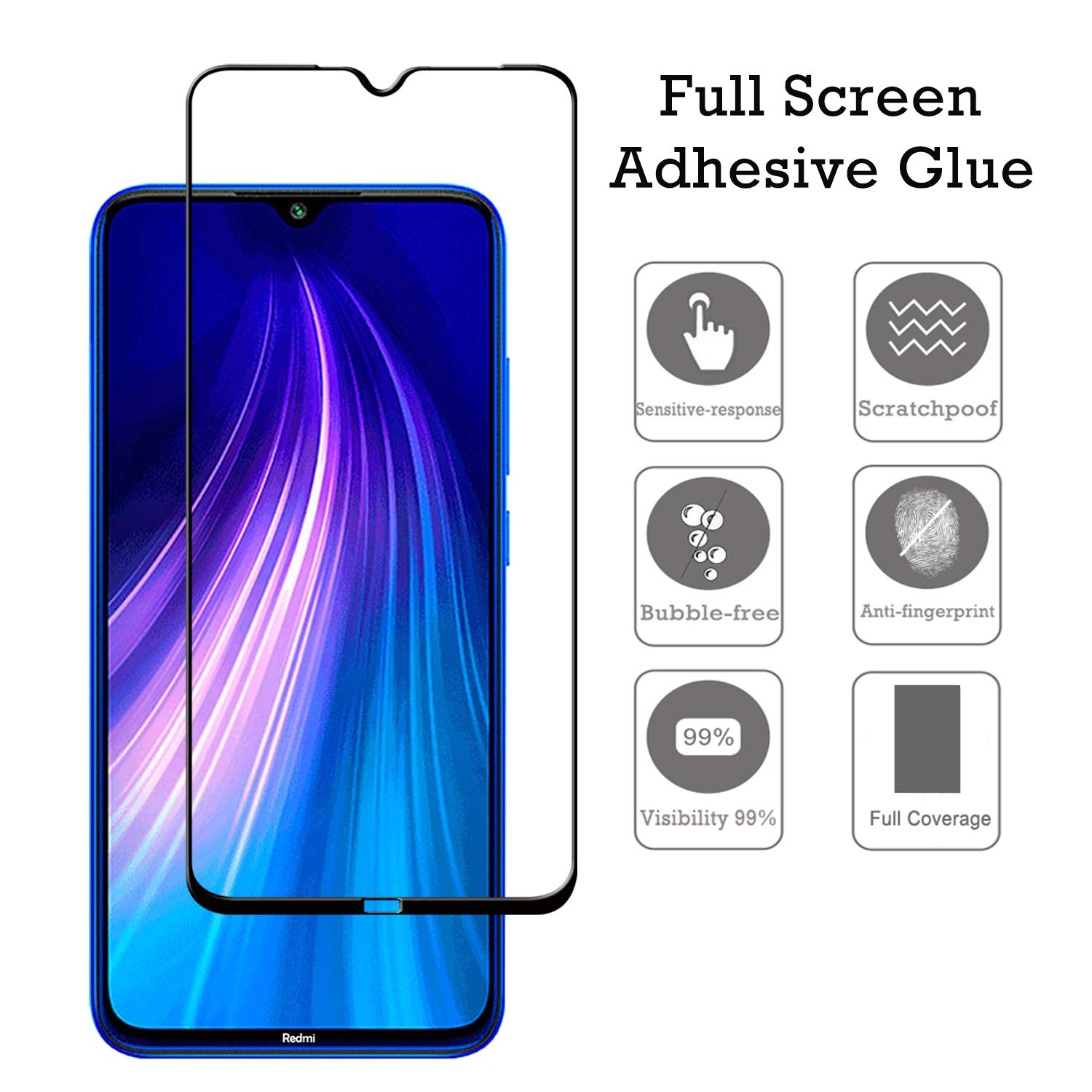 2 in 1 9D Phone Lens Protective Glass Camera Tempered Glass for Xiaomi Redmi Note 8 Pro Screen Protector for Redmi Note 8