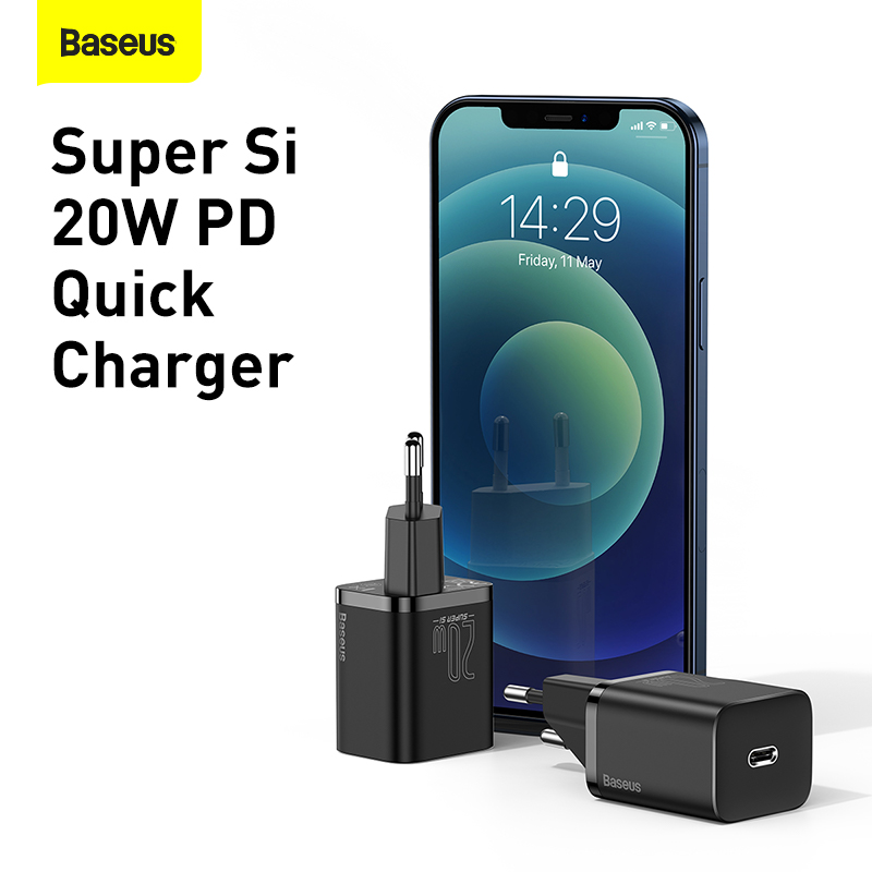 Baseus usb-typ-c-ladegerät 20w pd schnelllade  qc3.0 reiseladegerät für iphone 13, 12 mini, 11 pro max, xs, x