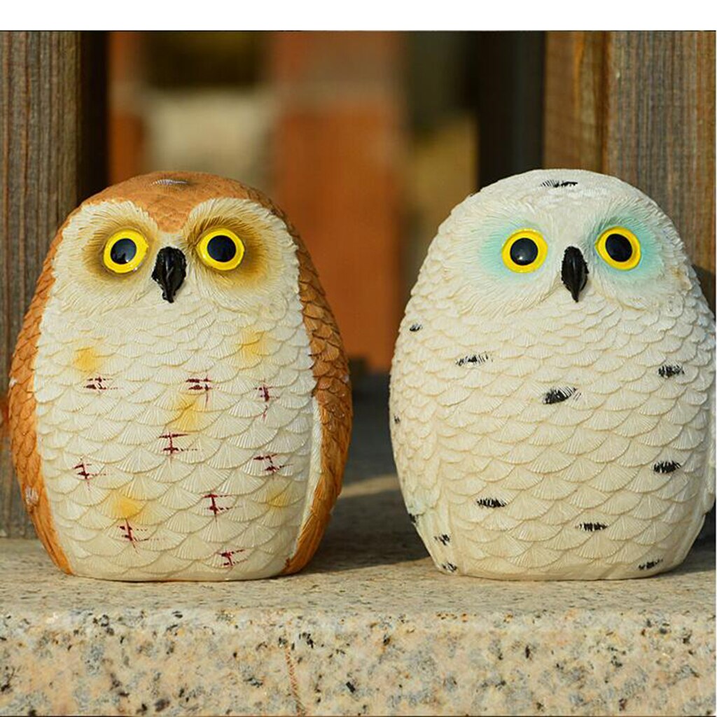 Realistic Owl Figurines Statues Bird Scarer Sculptures Home Garden Decor