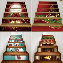 3D árbol de Navidad 5 elevadores de escalera decoración foto escalera Mural vinilo adhesivo autoadhesivo pared DIY inicio escalera Mural calcomanías