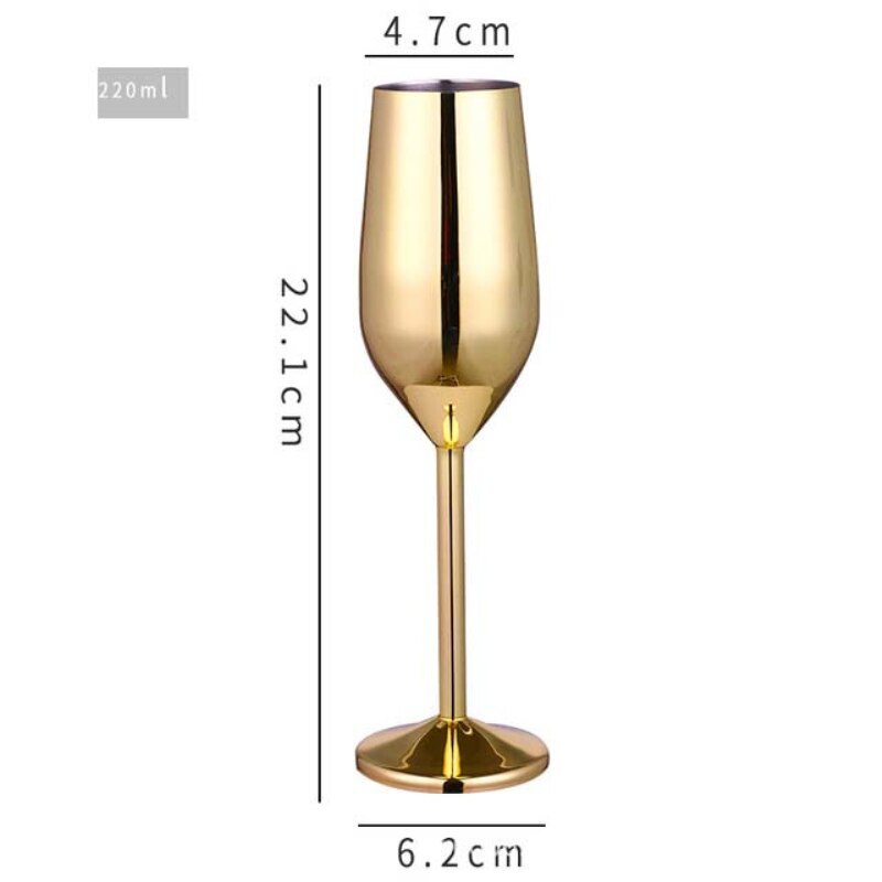 304 Stainless Steel Food Grade Red Wine Goblet Glass Cocktail Glass Metal Wine Glass Bar Restaurant Goblet Rose Gold: gold / 500ml