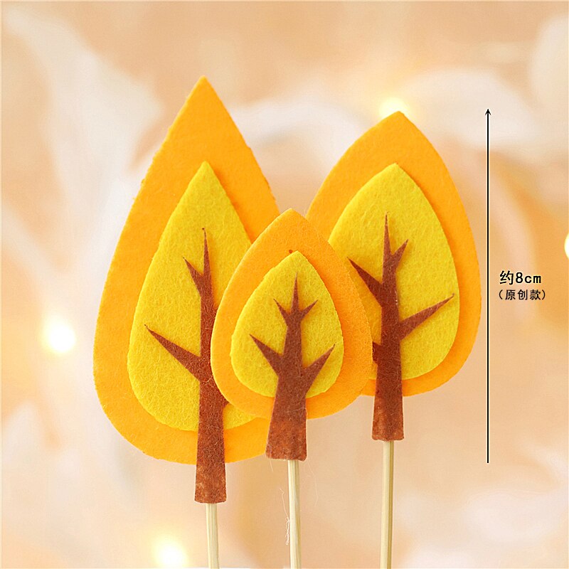 Felt Hedgehog Lion Giraffe Owl Cake Topper for Birthday Party Decor Animal Baking Supplies Baby Shower Kid Anniversary Love: 3pc trees set A