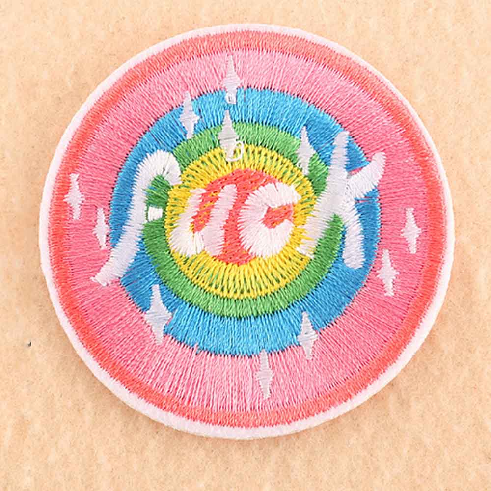 Pink Colourful Rainbow Smile Flower Iron On Embroidered Clothes Patches For Girl Women Clothing Stickers: caihong yuan(C4-6