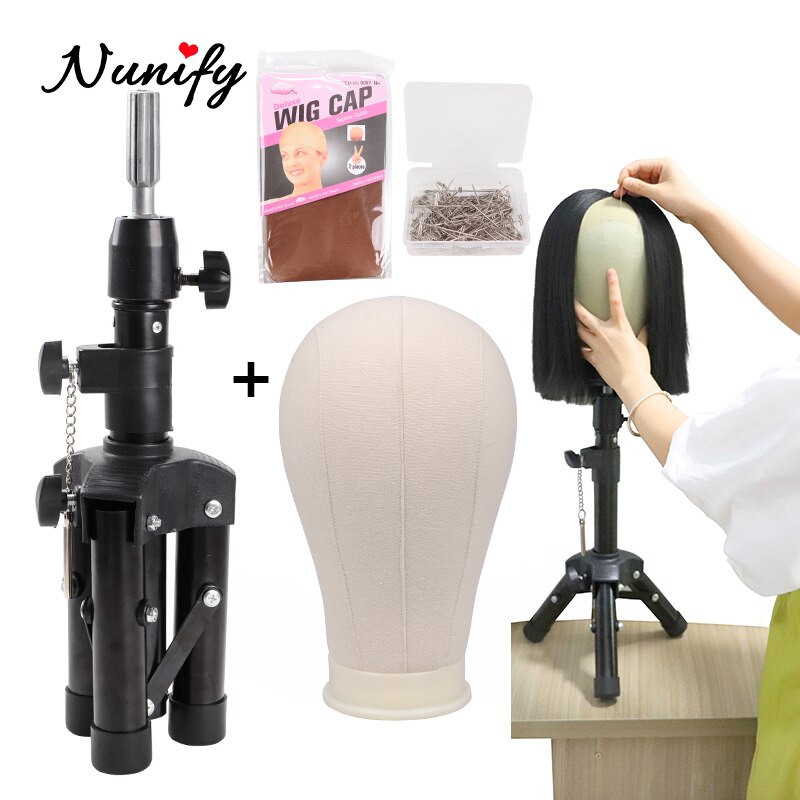 Nunify 21-25Inch Training Mannequin Hoofd Canvas Hoofd Display Styling Mannequin Mannequin Hoofd Pruik Stand Pruik Hoofd stand