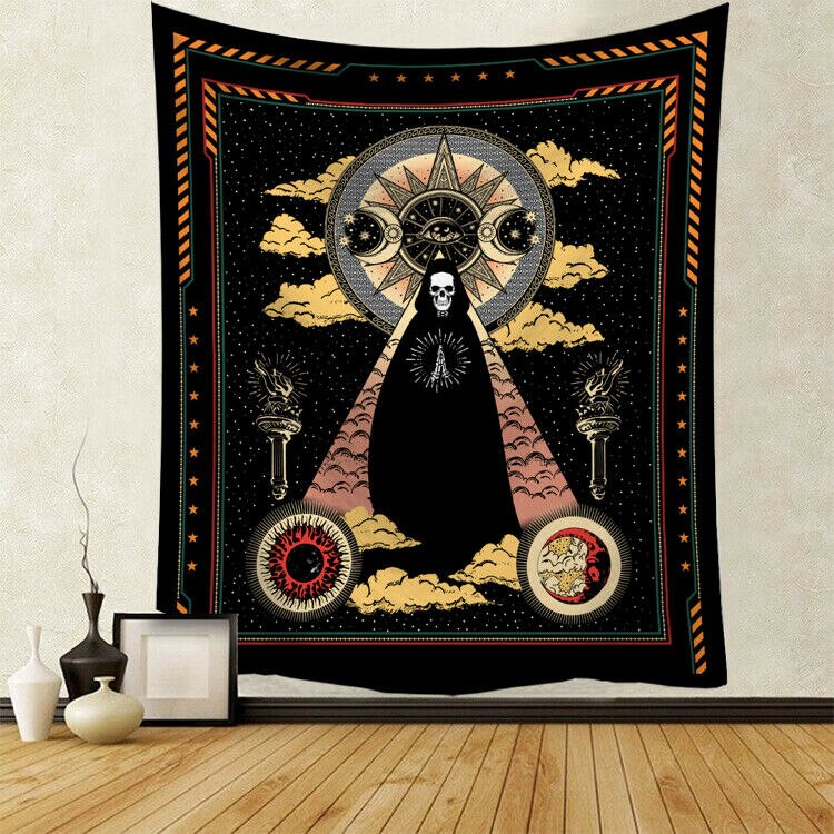 Gobeläng konst vägghängande mandala mönster filt gobeläng multifunktion heminredningsmatta picknick filt 95 x 73cm