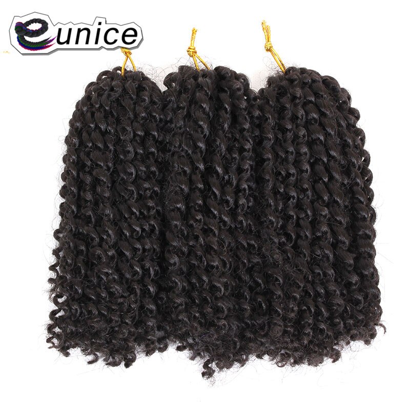 Eunice Hair 3strands/pack Mali Bob Crochet Braids Hair 8 inch Bohemian Style ombre 1B/#30 KINKY Curly Synthetic Braiding Hair: #1B