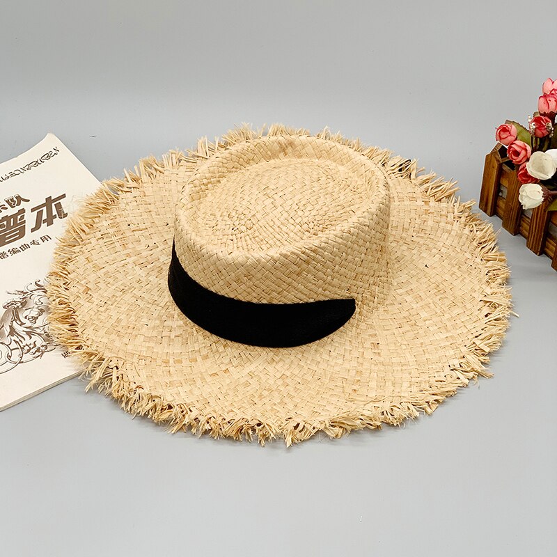 style ladies oversized hat big brim hat 20cm raffia sun hat wide brim beach hat lady soft straw cap