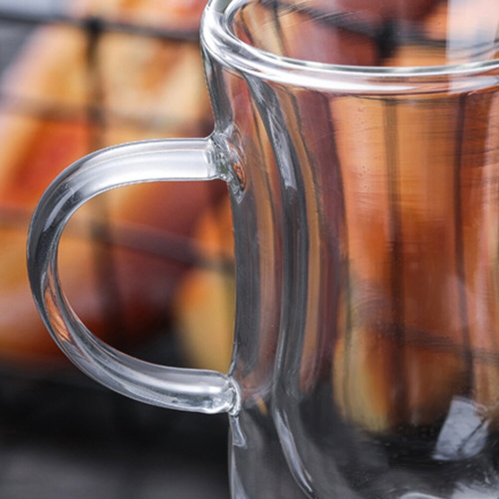 80ml Double Tasses de Café Avec la Poignée Tasses Potable Isolation Double Paroi Verre Tasse À Thé Drinkware Tasses à Lait