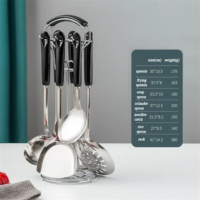 7 Stuks Roestvrijstalen Kookgerei Set Soep Pollepel Voor Gemak Keuken Accessoires Kookgereedschap Frituren Spatel Vergiet Lepel Nieuw: Oranje