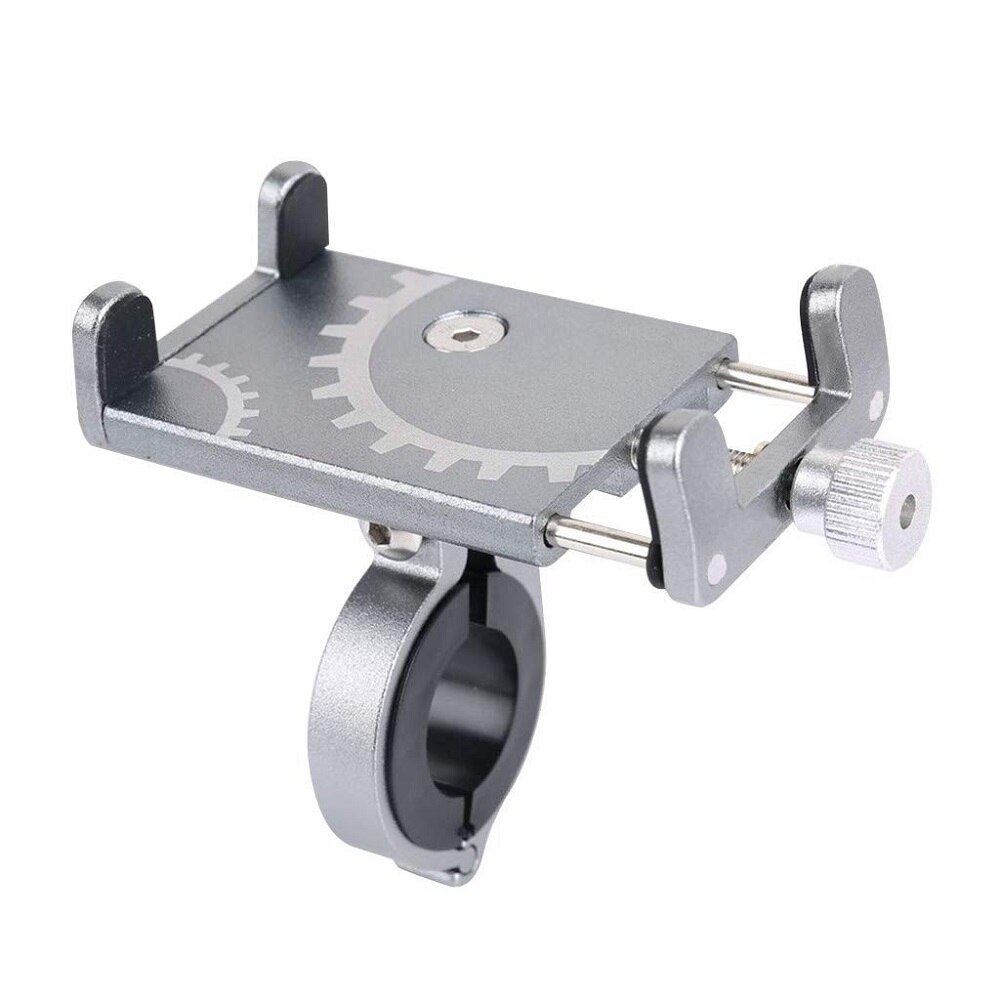 Metal cykel mobiltelefon holder universal mtb cykel motorcykel styr beslag gps clip mount til iphone 12 11 pro max xiaomi: Sølv