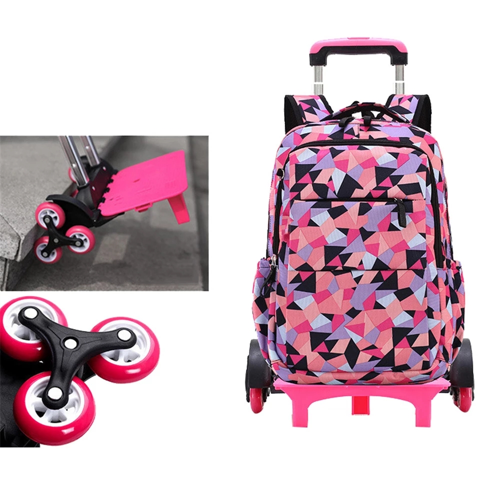 Sac à dos d'enfants sur des sacs d'école de roues avec 2/6 roues sacs d'école détachables de chariot pour le sac imperméable de livre d'enfants de garçons de filles