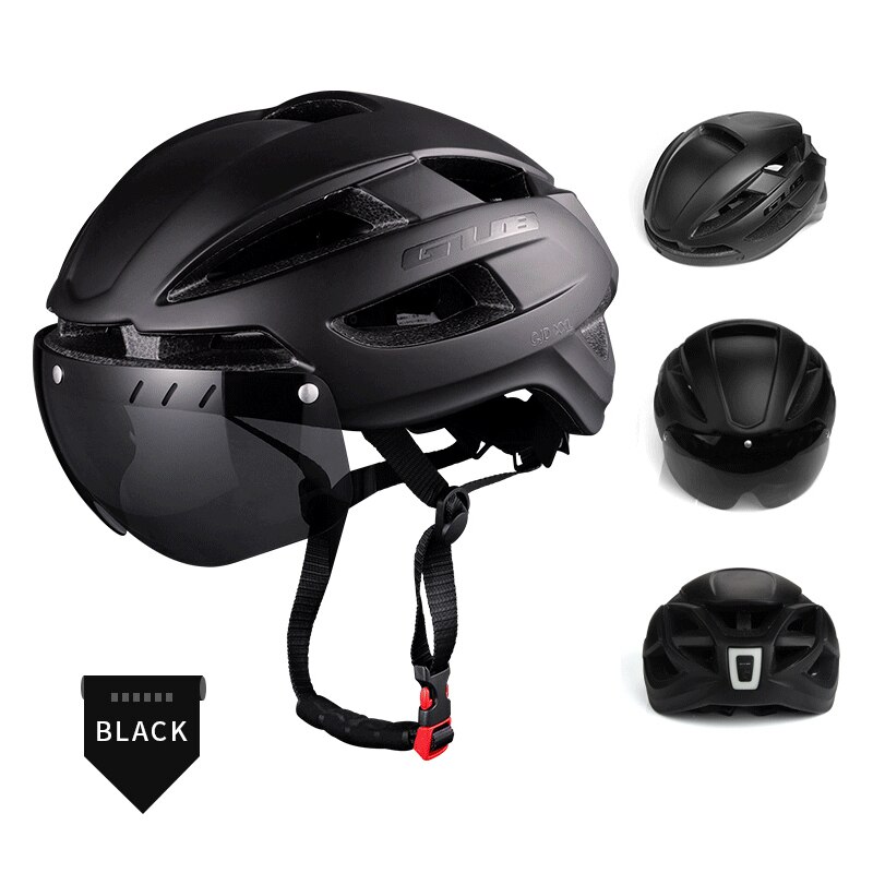 Gub aero cykelhjelm xxl (61-65)  med genopladelig baglygte åndbar thicken eps sports safe hjelm cykeludstyr til mænd: Sort